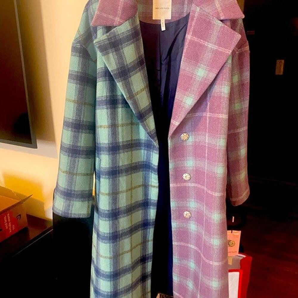 Avec Les Filles Plaid Block Longline Coat - L - Picture 1 of 2
